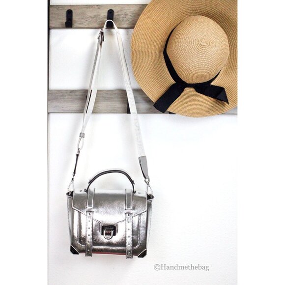 NEW Michael Kors Manhattan Medium Top Handle School Satchel Bag Silver Shoulder Bags